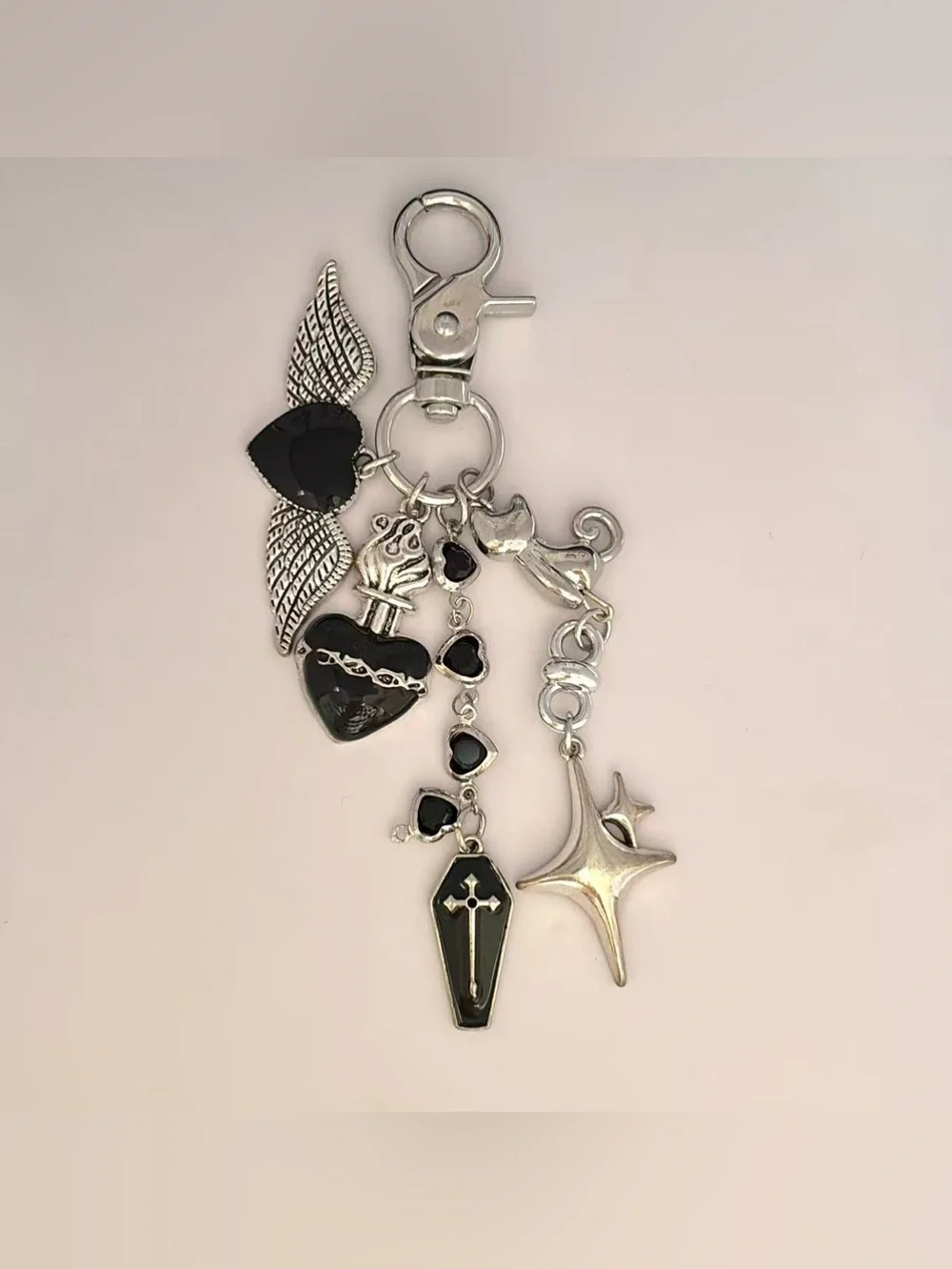Angel Wings Cross Star Keychain Charm for Men Women Car Keychain Bag Charm